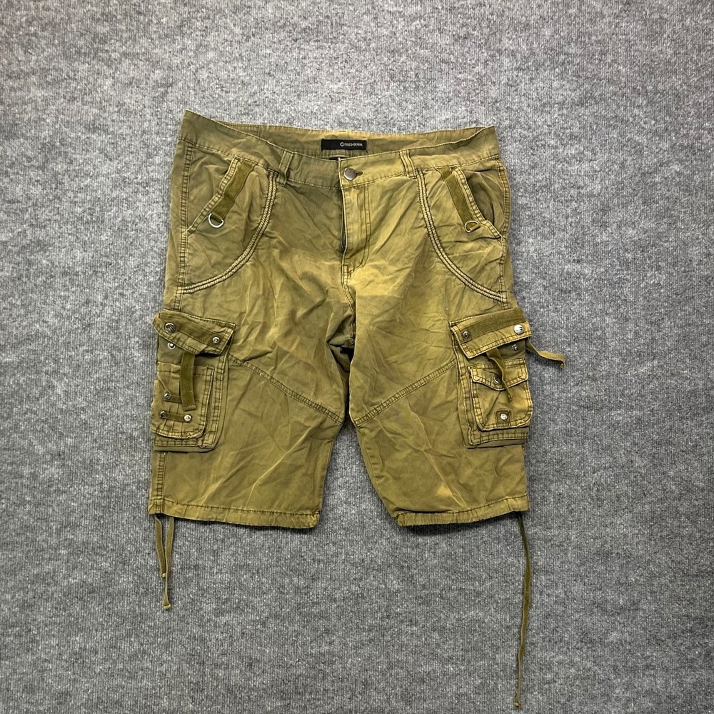Fried Denim Cargo Shorts Men's Olive Green Cotton Pockets Utility Gorpcore -‎ 38